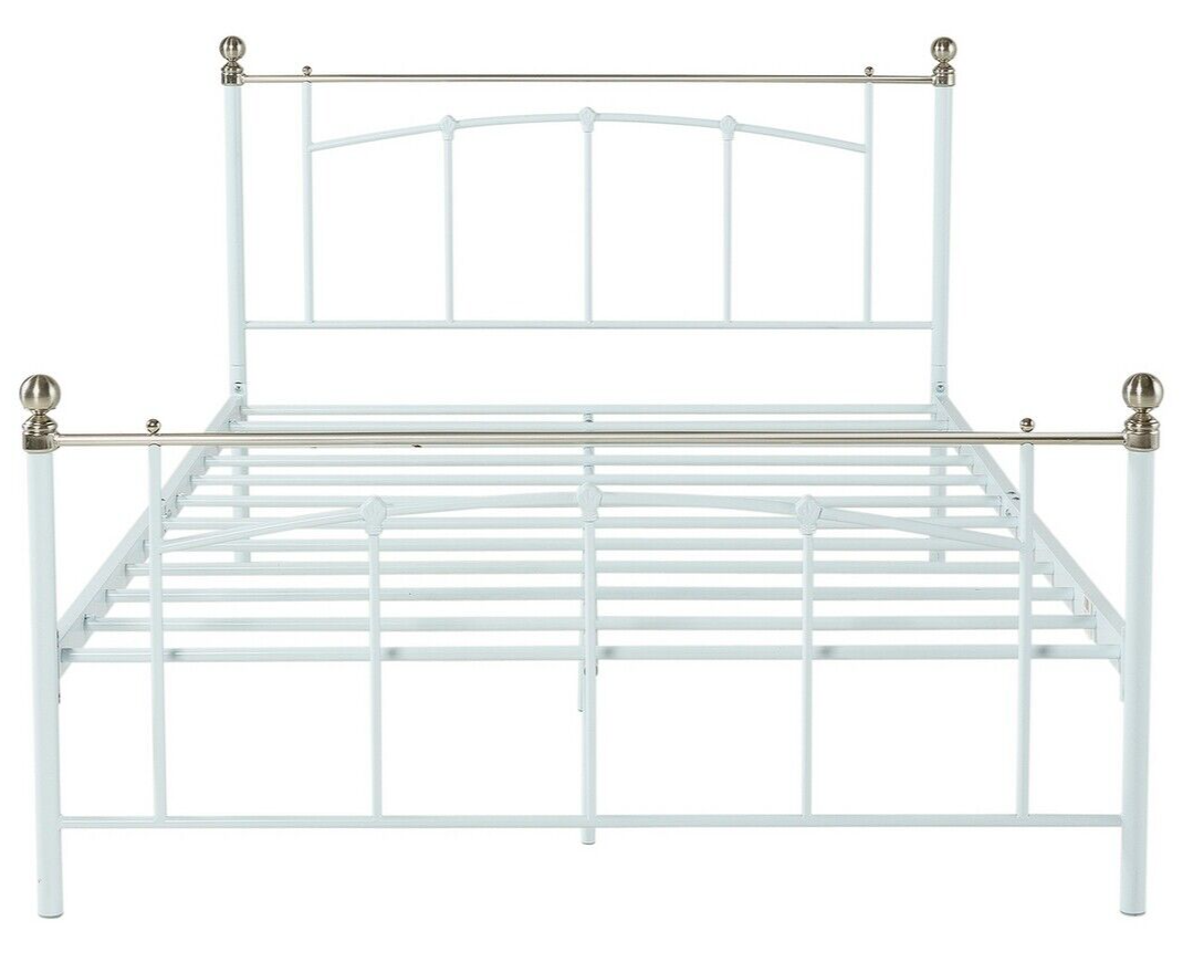 Yani Kingsize Metal Bed Frame - White With Kingsize 1000 Pocket Sprung Mattress