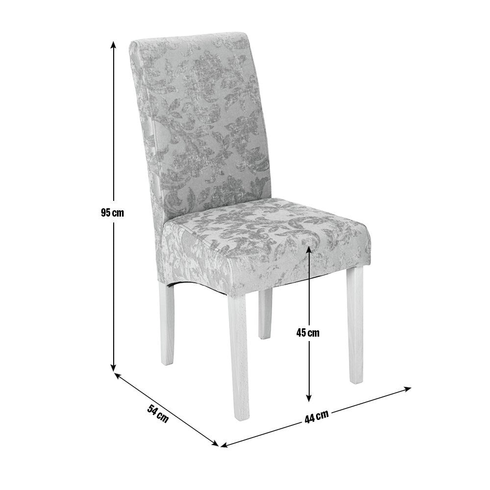 Pair of Skirted Dining Chairs - Damask Grey
