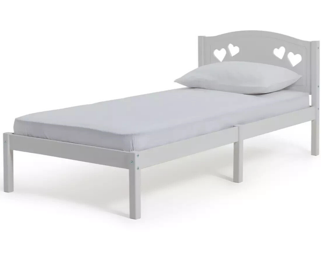 Mia Single Bed Frame - White With Memory Foam Mattress