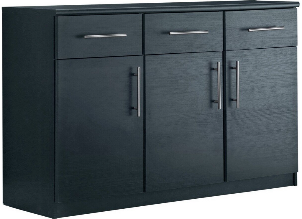 Anderson 3 Door 3 Drawer Sideboard - Black | Dining Room Storage Cabinet Unit