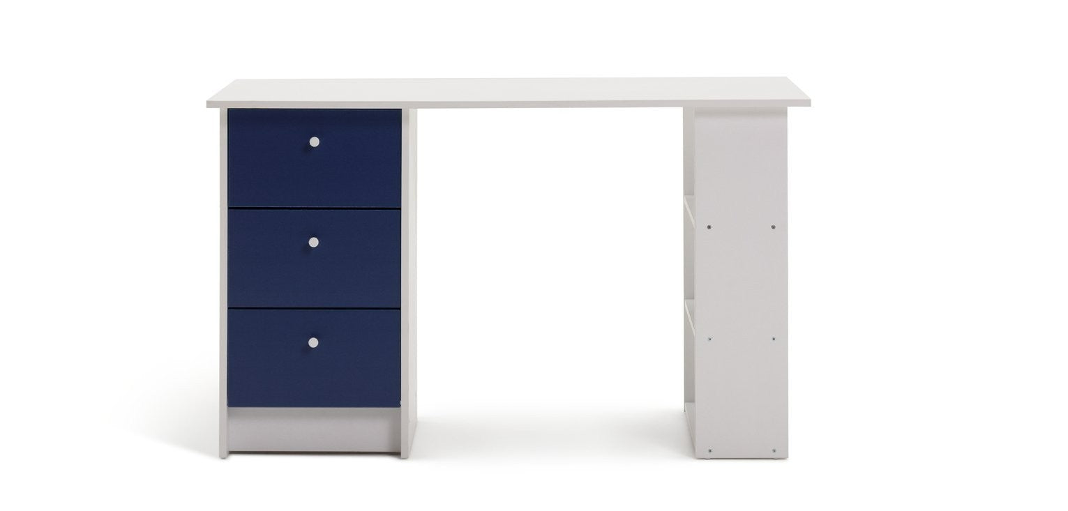 Home Kids Malibu 3 Drawers Desk - Blue & White | Kids desk with storage