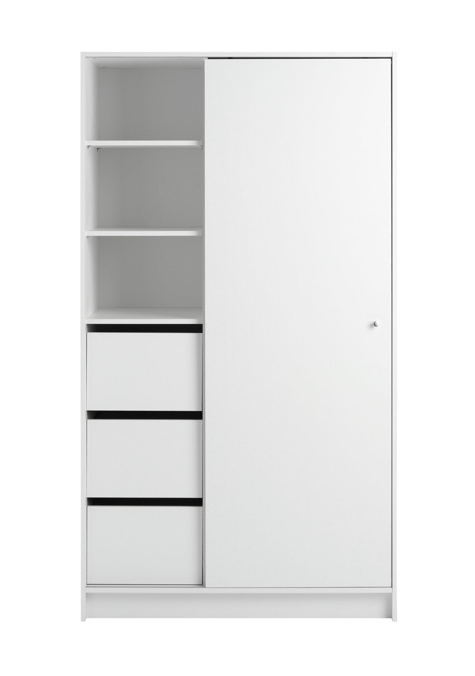 Home Malibu 1 Door Sliding Wardrobe - White | small space wardrobe