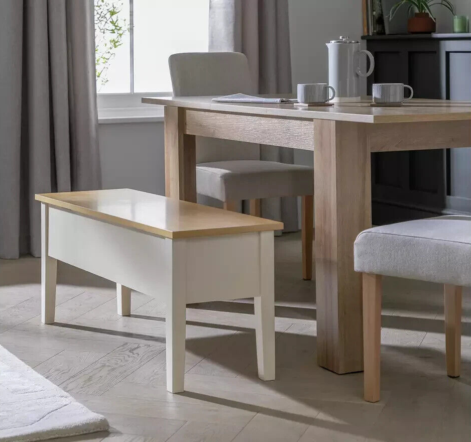 Chicago Solid Wood Storage Bench - Off White