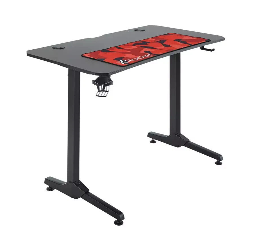 X Rocker Panther Gaming Desk Black | Sturdy Computer Desk with LED Lights Modern