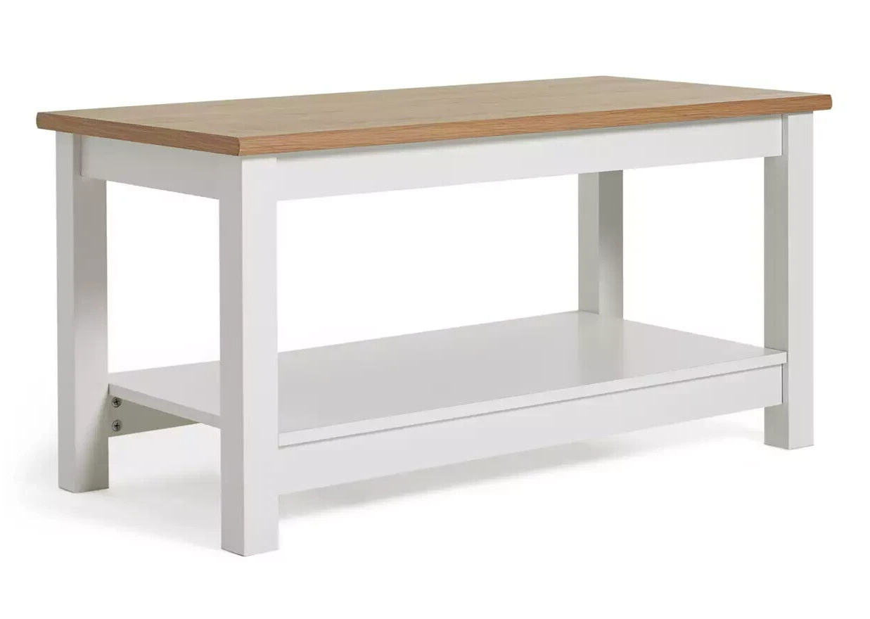 Winchester Coffee Table - White | Modern Living Room Table with Storage Shelf