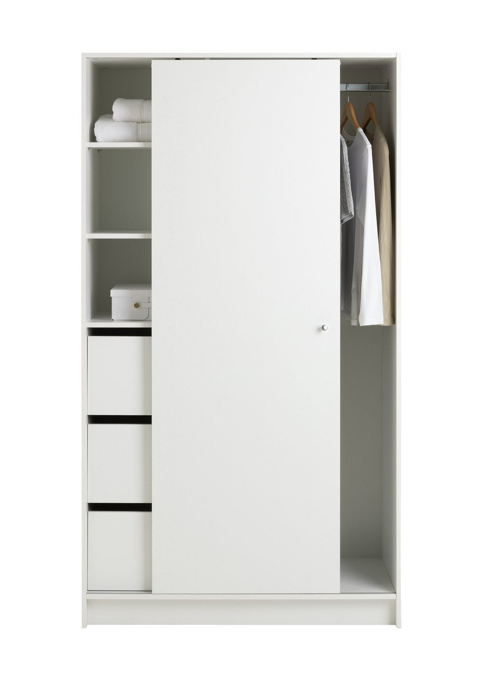 Home Malibu 1 Door Sliding Wardrobe - White ( B Grade )