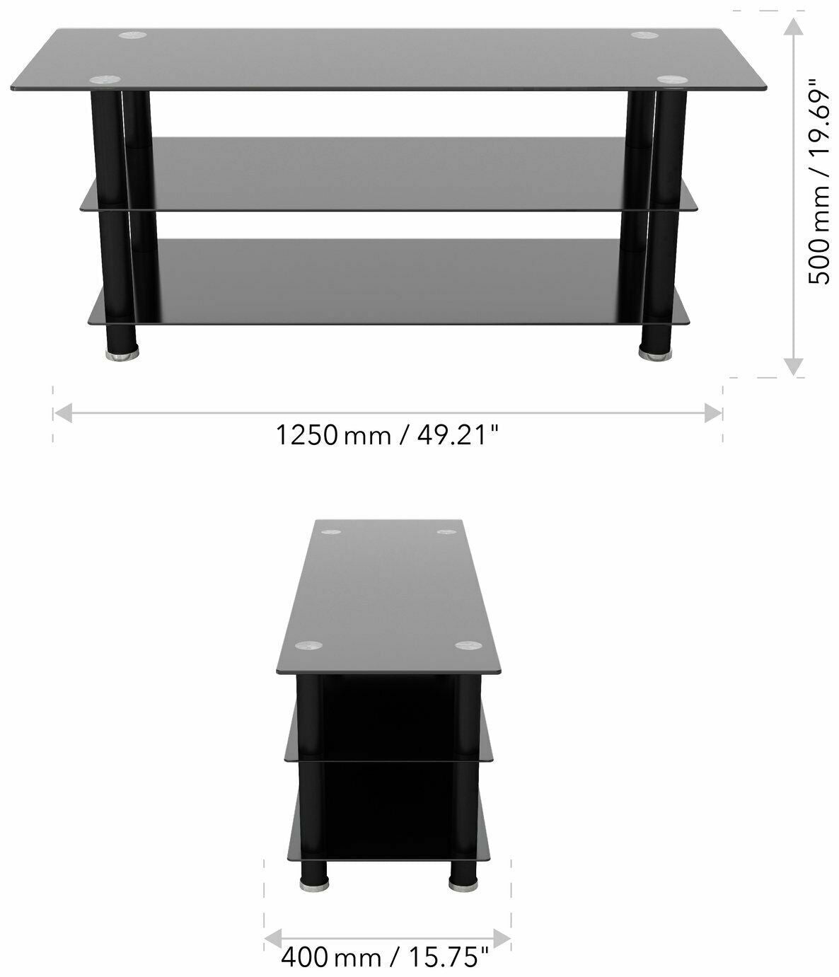 AVF Column Mount Up to 65 Inch TV Stand - Black | Modern TV Stand with Storage