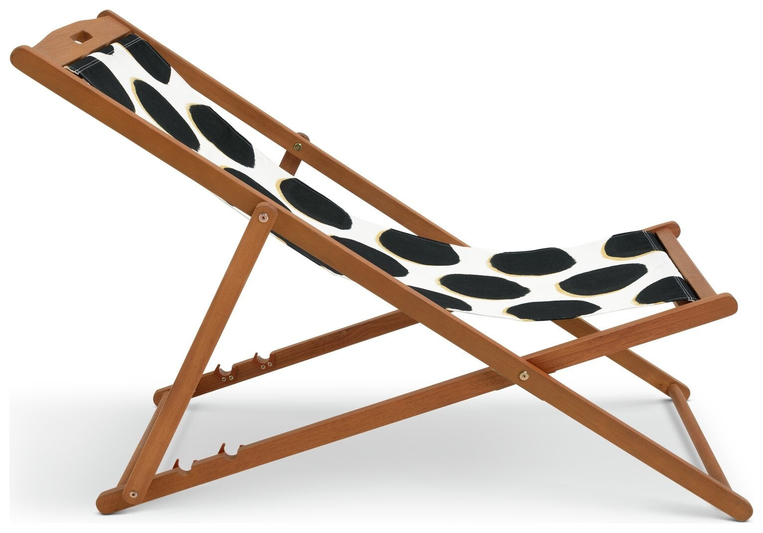 Habitat Folding Wooden Garden Deck Chair - Black & White | Outdoor Patio Lounger