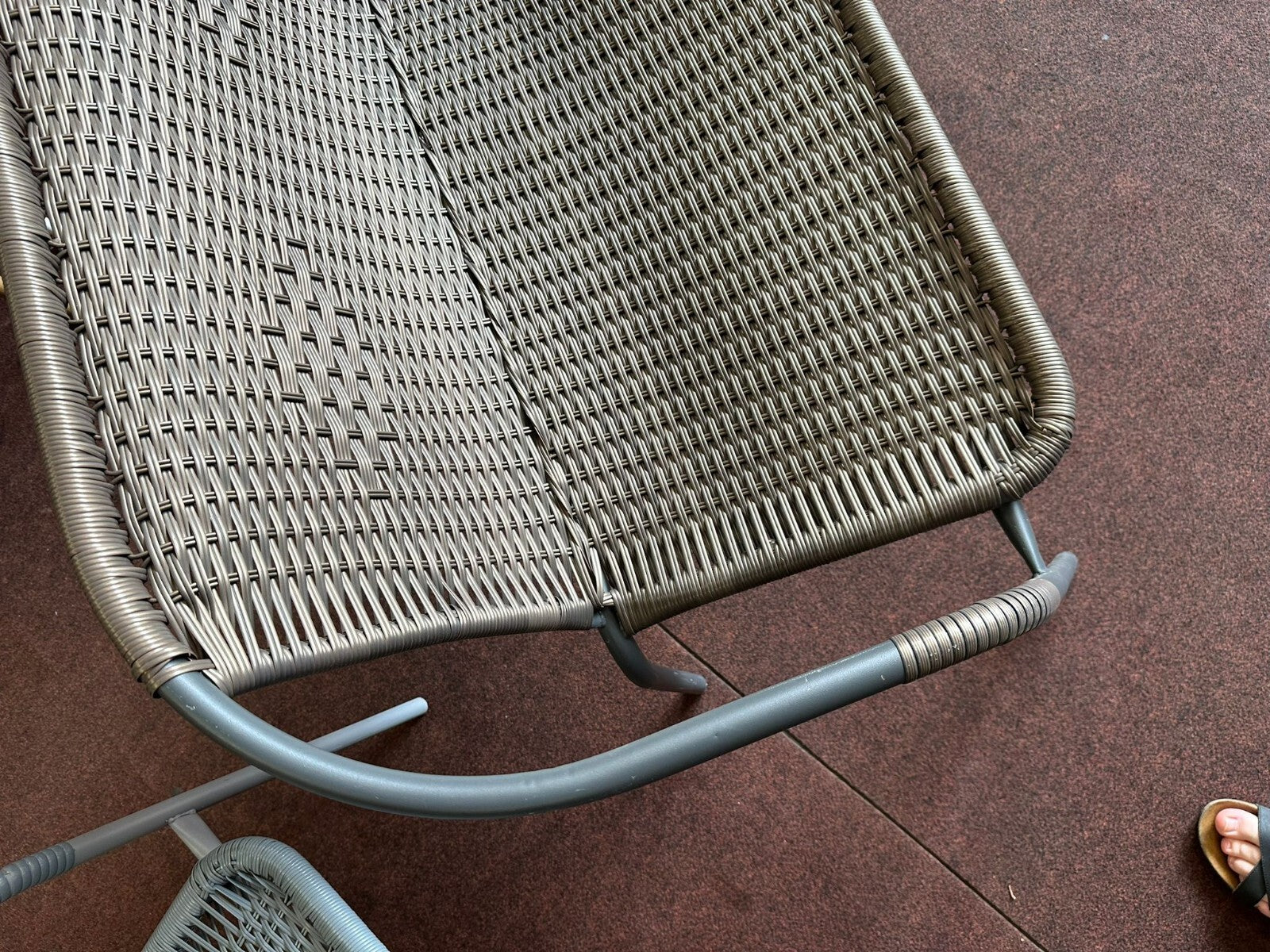 2 Seater Steel & Wicker Effect Garden Bench-Brown