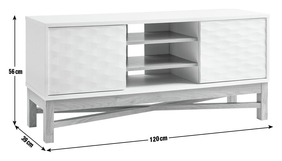 Habitat Zander Textured TV Unit - White & Oak Effect