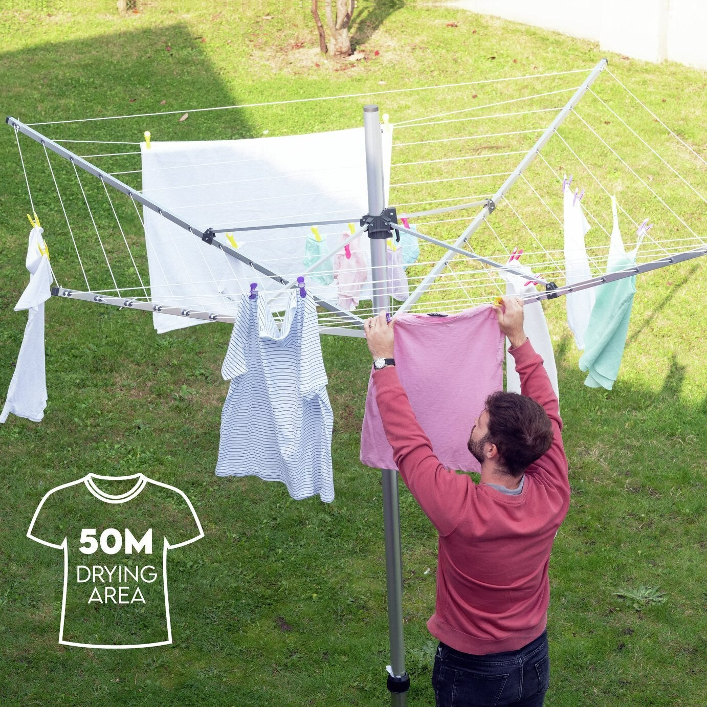Addis Easi-Lift 50m 4 Arm Rotary Airer with Cover