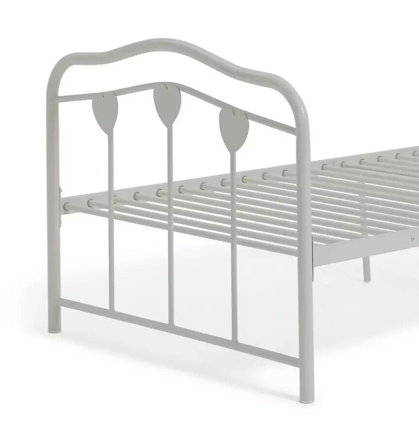 Home Hearts Single Metal Bed Frame - White | Sturdy Durable Bedframe for Bedroom