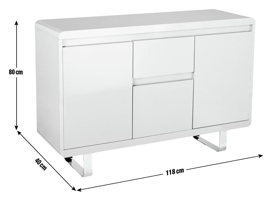 Home Sleigh 3 Door 1 Drawer Sideboard - White Gloss ( B Grade )