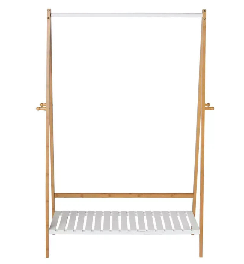 Belvoir Clothes Rail with Shelf - Bamboo & White