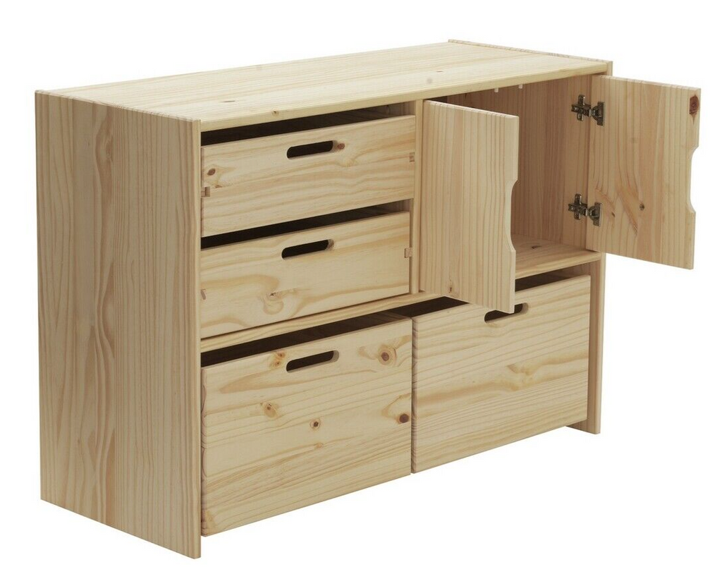 Habitat Kids Rico Double Solid Pine Storage Toy Box Wood Work Space Shelves