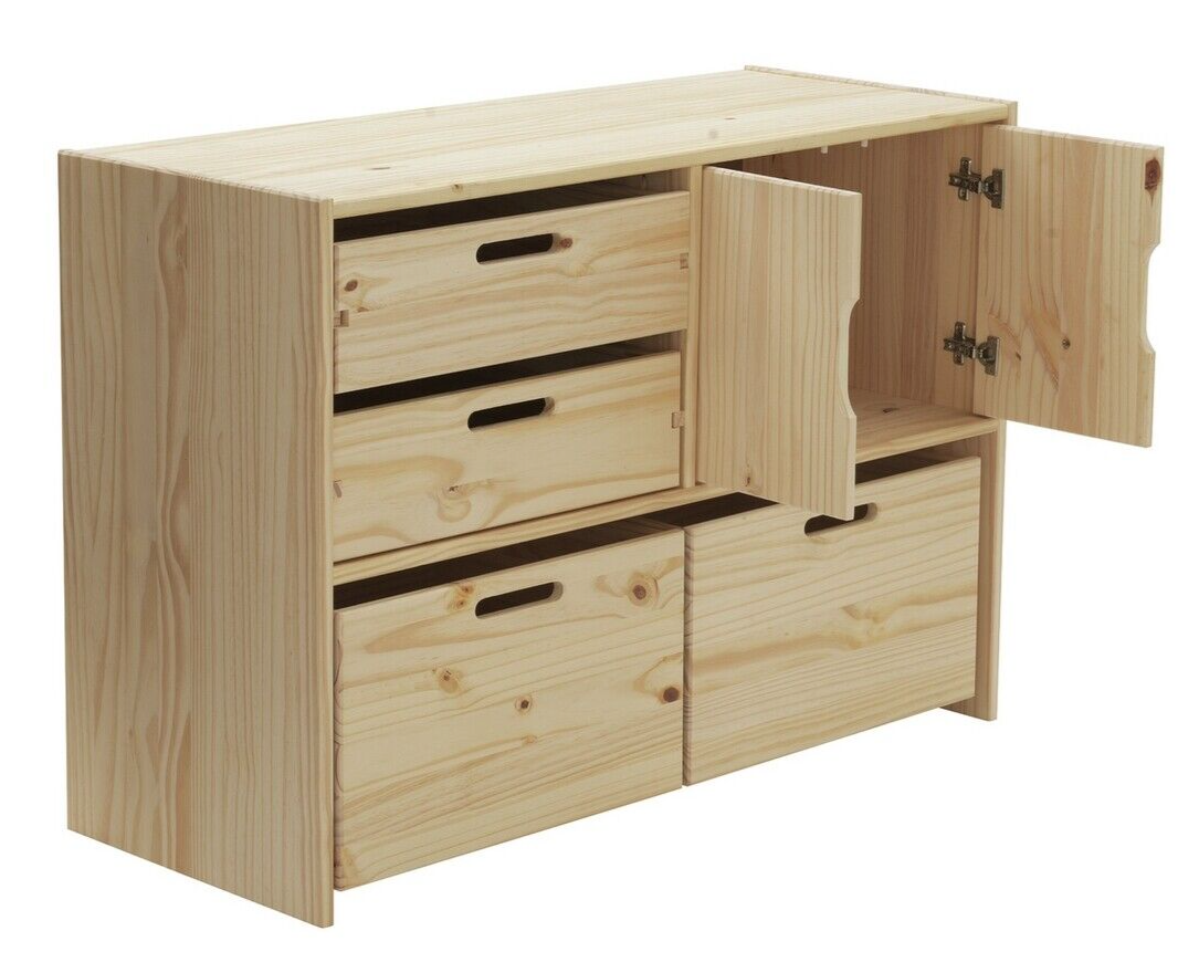 Habitat Kids Rico Double Solid Pine Storage Toy Box Wood Work Space Shelves