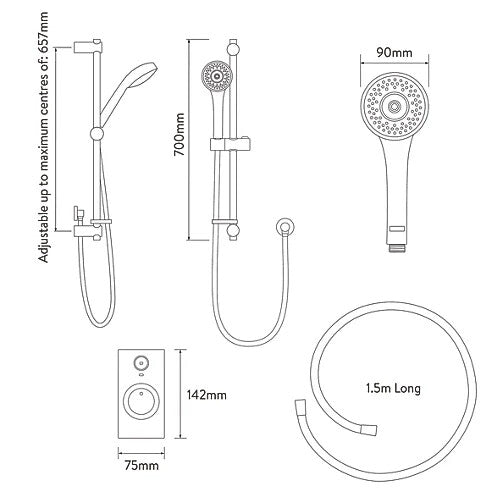 Aqualisa Visage HP/Combi Rear-Fed Single Outlet Chrome Thermostatic Digital Show