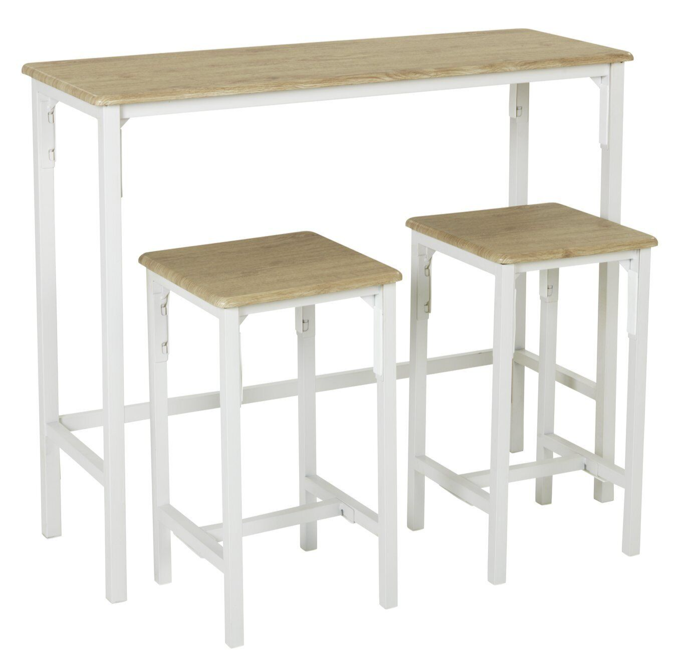 Bolitzo Bar Set & 2 Stools - Oak & White