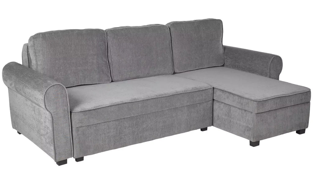 Addie Velvet Reversible Storage Sofa Bed - Grey