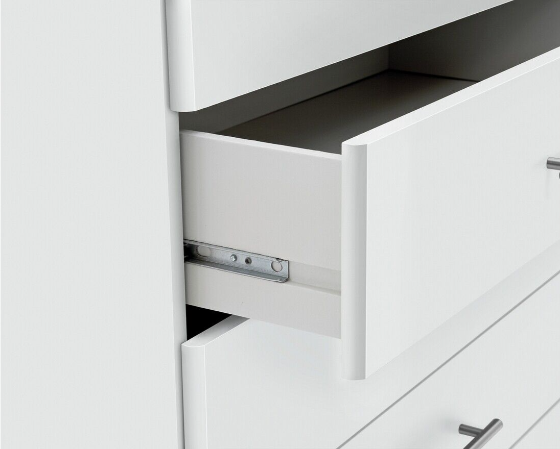 Home Normandy 5 Drawer Chest of Drawers White | Storage Furniture for Bedroom