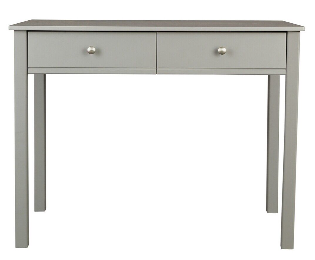 Brooklyn 2 Drawer Desk Grey | Compact Home Office Study Writing Table Furniture