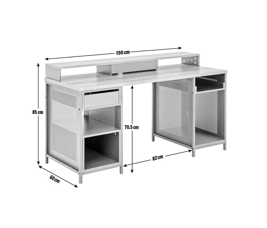 Home Modular 1 Drawer Gaming Desk - Oak Effect & Grey | Study Workstation Table