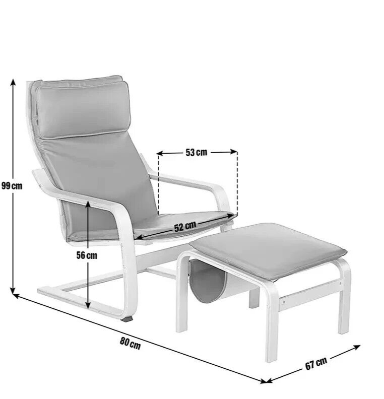 Home Bentwood Wingback Chair with Footstool Grey | Classic Comfortable Seating