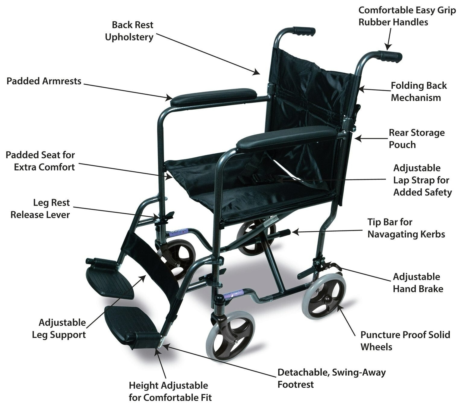 Aidapt Steel Compact Transport Wheelchair