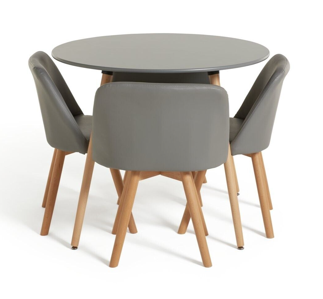 Habitat Quattro Grey Dining Table & 4 Grey Chairs (B Grade 53566 - 53570 )