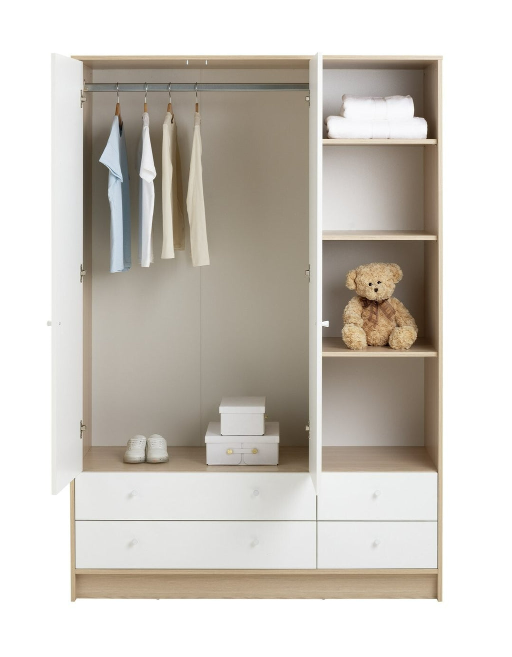 Kids Malibu 2 Door 4 Drawer Wardrobe - White