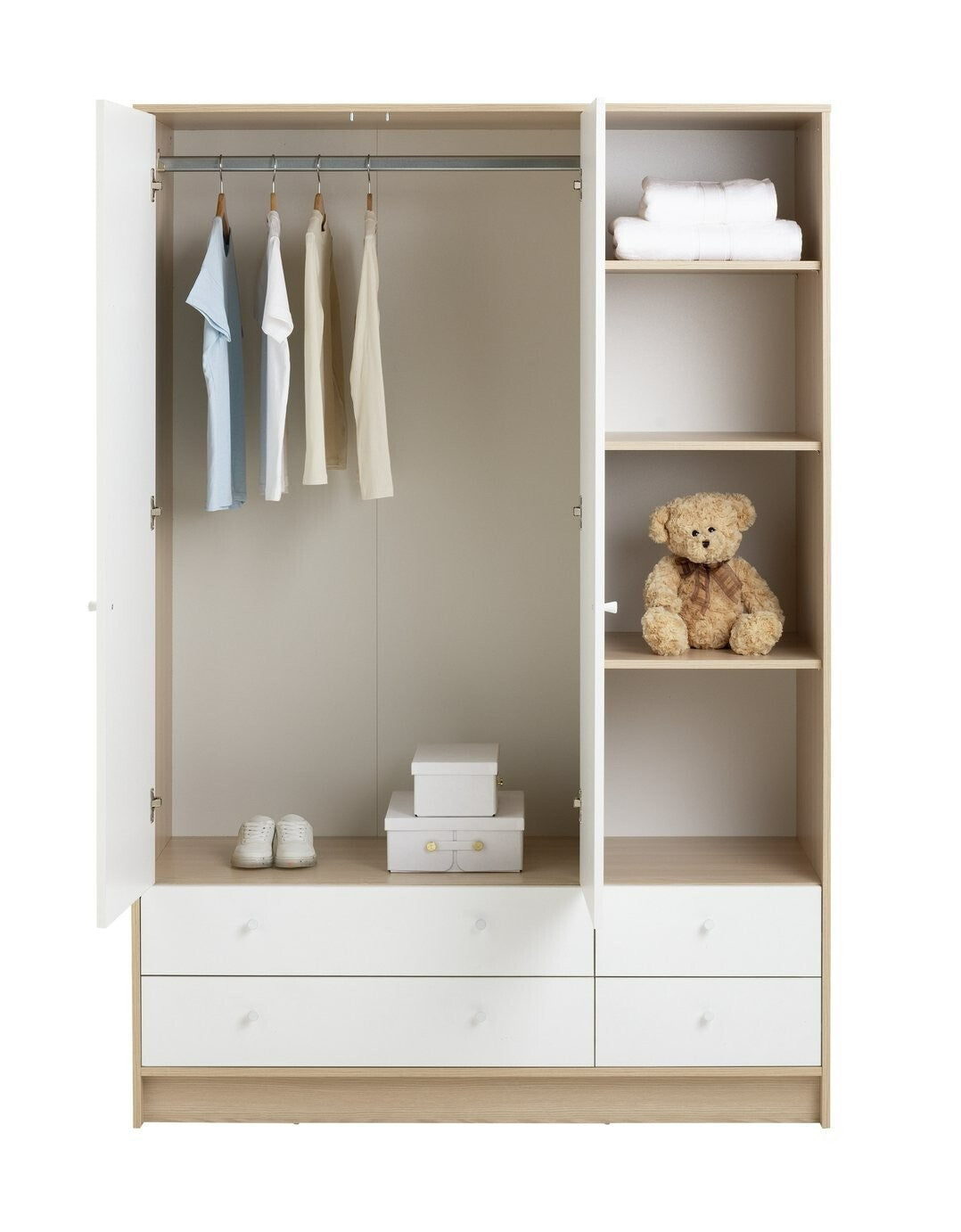Kids Malibu 2 Door 4 Drawer Wardrobe - White