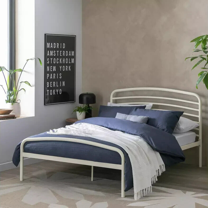 Jubilee Double Metal Bed Frame - Off White