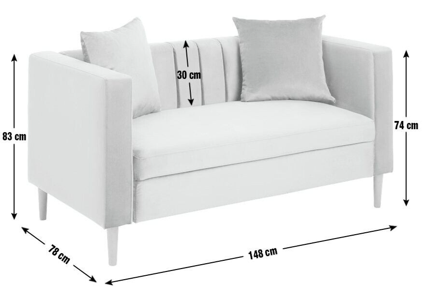Everly Velvet 2 Seater Sofa - Blue
