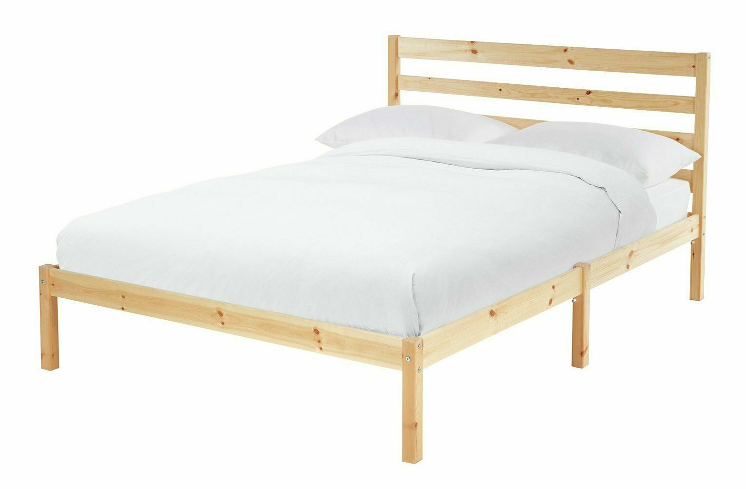 Home Kaycie Double Wooden Bed Frame - Pine | Sturdy Solid Wood Bed for Bedroom