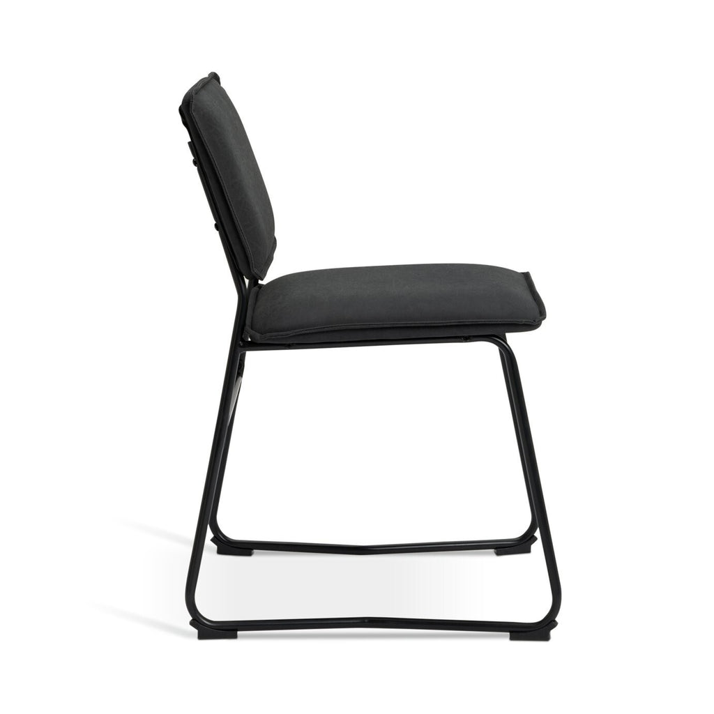 Habitat Loft Living Pair of Faux Leather Dining Chairs-Black