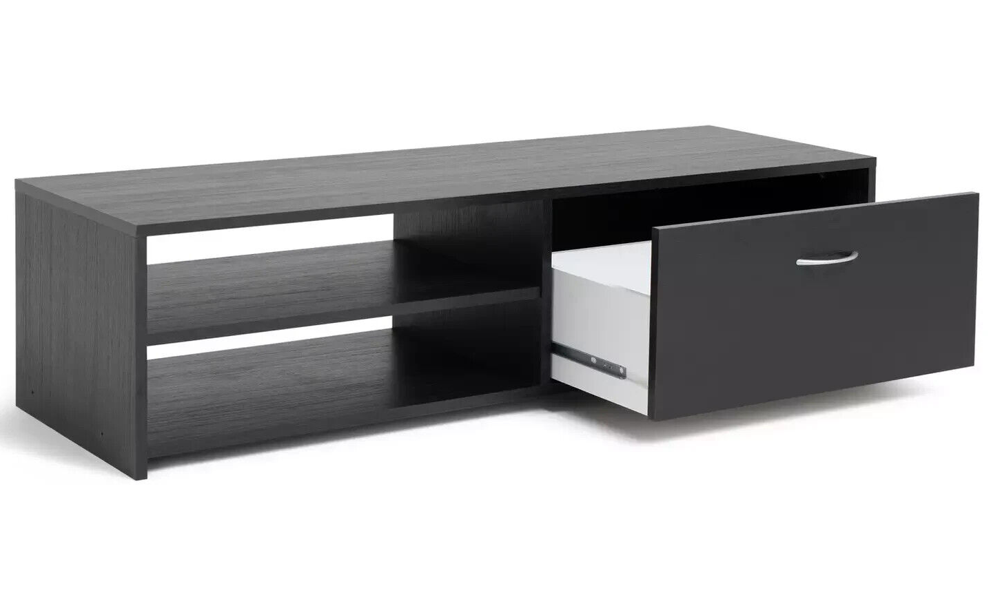 Home Squares 1 Drawer TV Unit - Black | Black TV Stand Cabinet Oak Effect Media