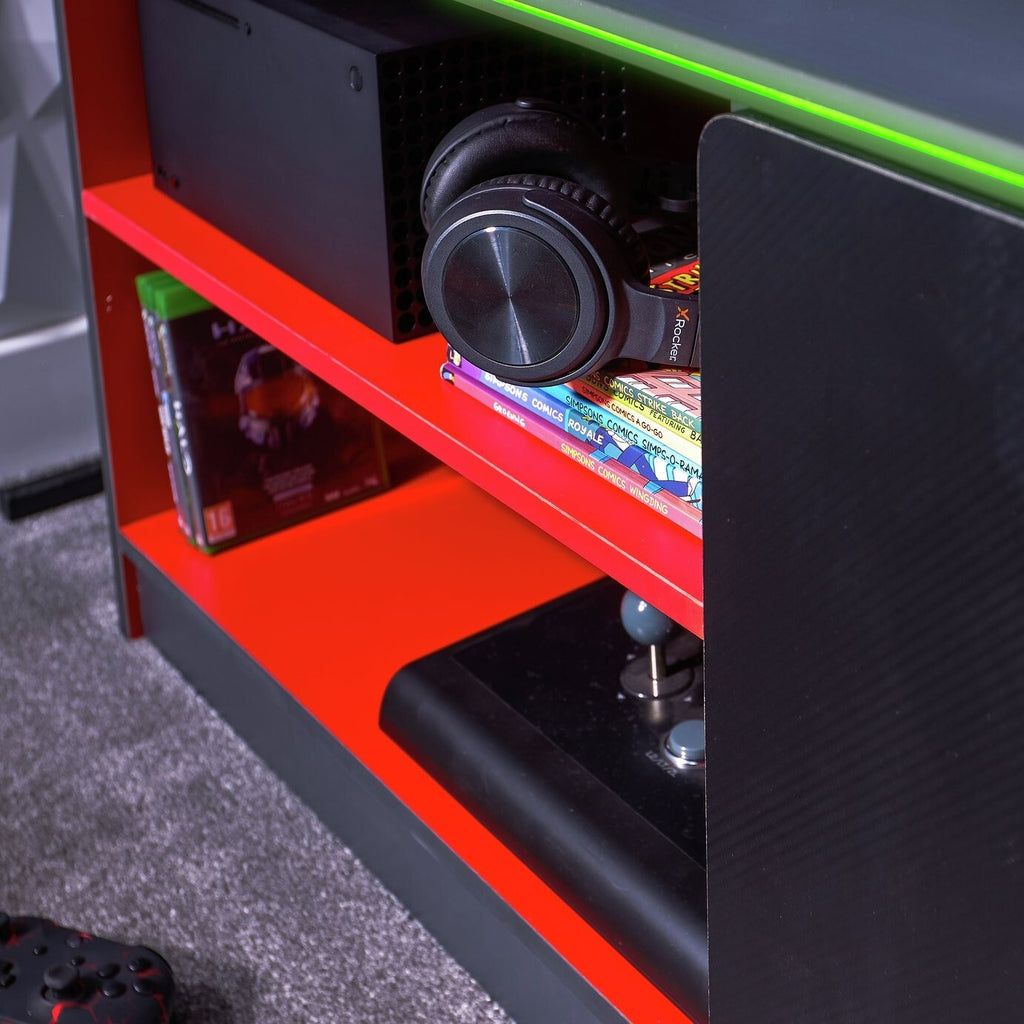 X Rocker Carbon Tek Media Unit - Grey And Red