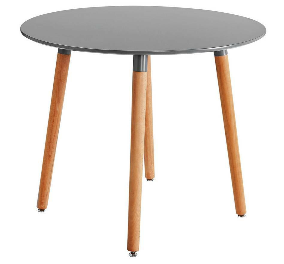 Habitat Quattro Modern Round Dining Table and 4 Chairs Grey Faux Leather Kitchen