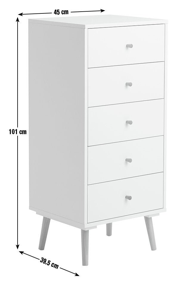 Habitat Otto 5 Drawer Tallboy - White