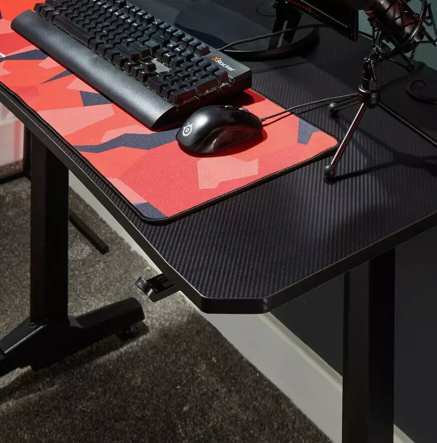 X Rocker Panther Gaming Desk Black | Sturdy Computer Desk with LED Lights Modern