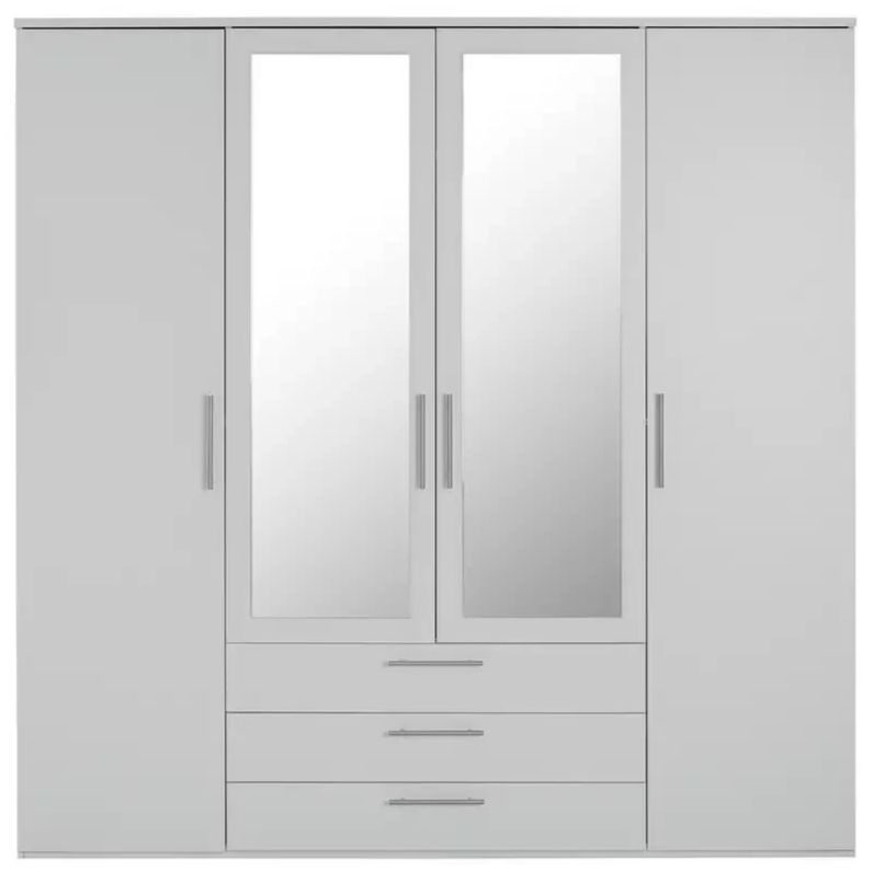 Brisbane 4 Door 3 Drawers Wardrobe - Grey ( B Grade )