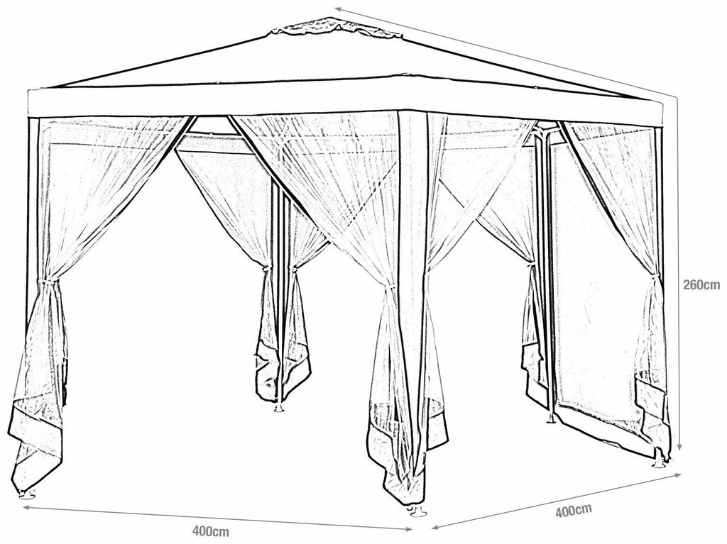 Home 4m Hexagonal Garden Gazebo with Side Panels - Blue | Outdoor Patio Canopy