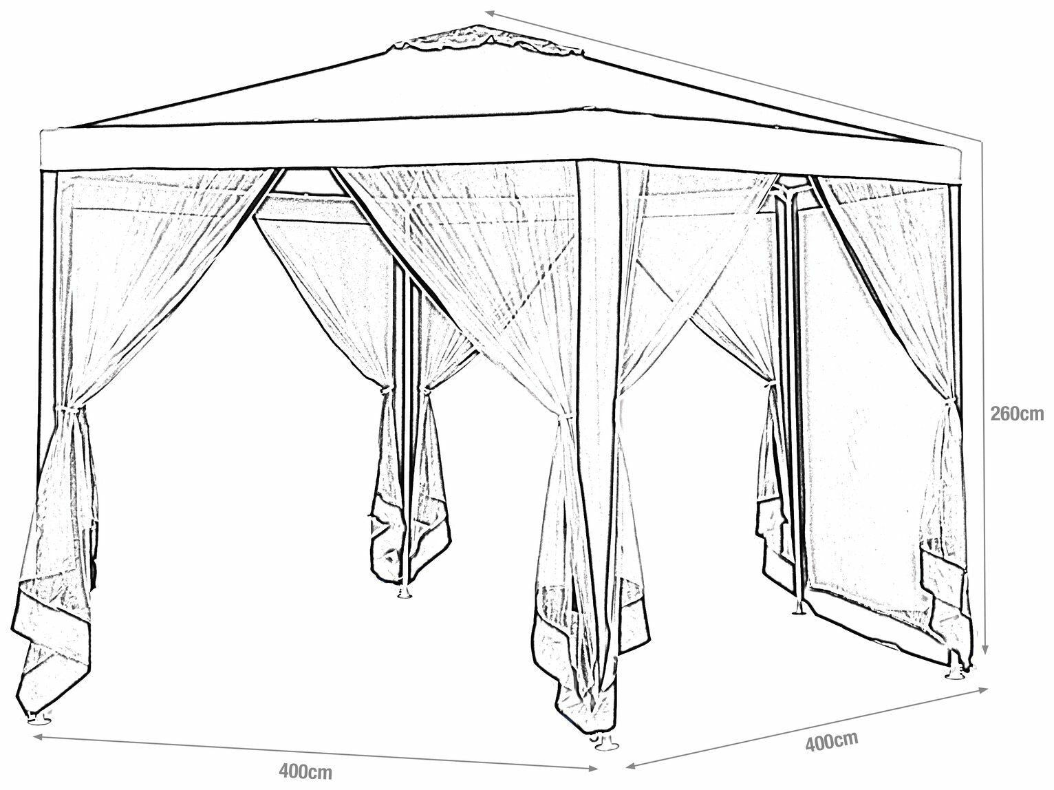 Home 4m Hexagonal Garden Gazebo with Side Panels - Blue | Outdoor Patio Canopy