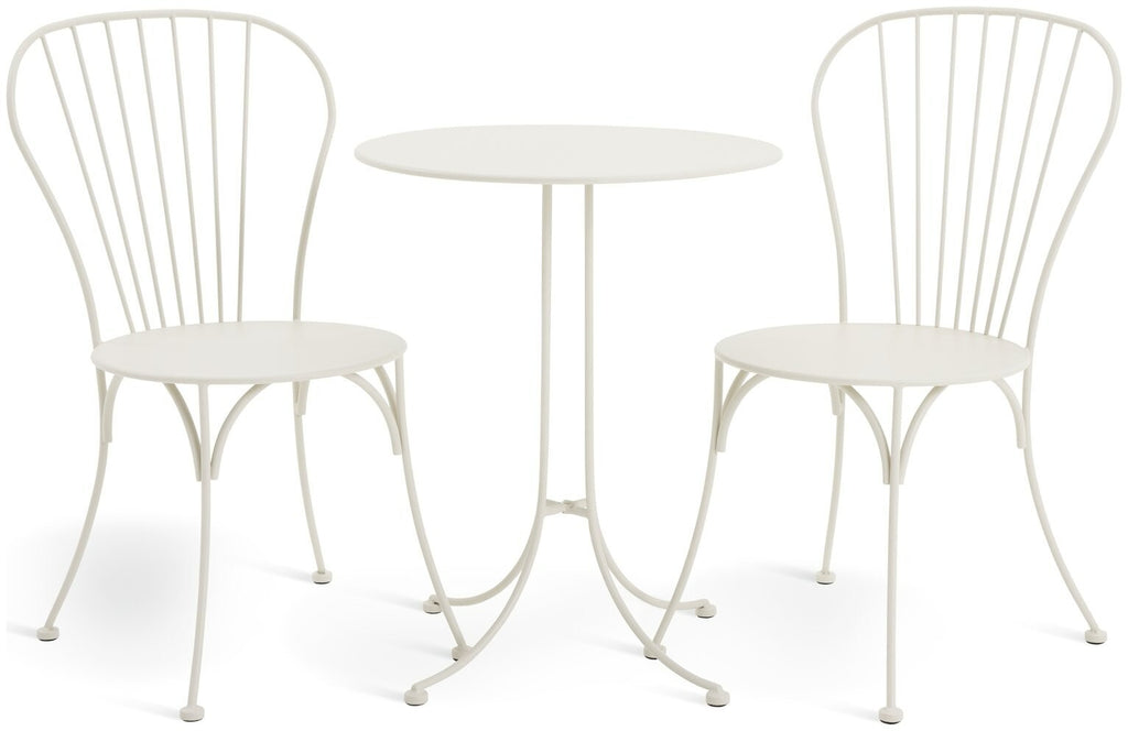 Habitat Elara 2 Seater Metal Garden Bistro Set - White | Outdoor Table Chair Set