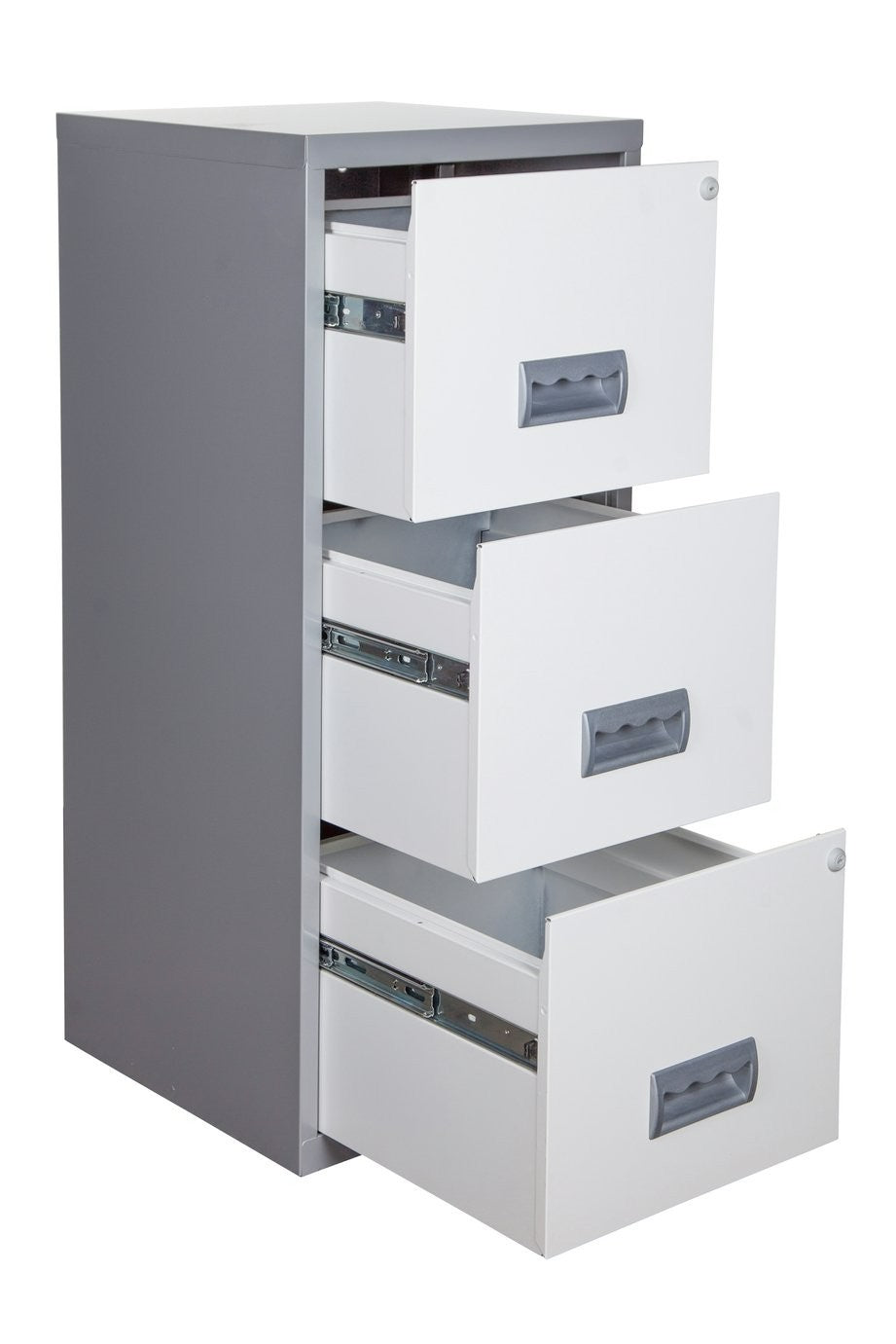 Pierre Henry 3 Drawer A4 Filing Cabinet - Silver & White | Metal filing cabinet