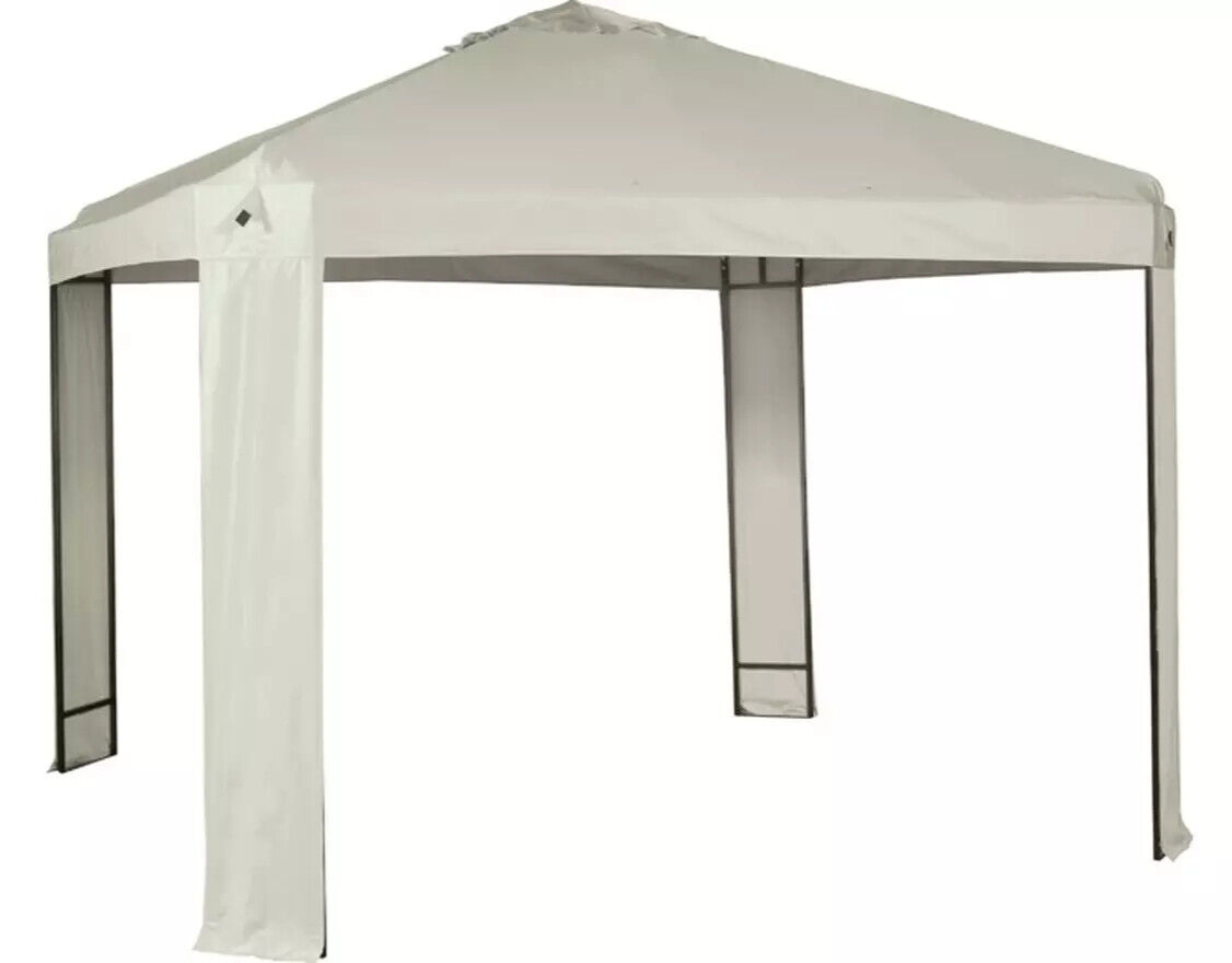 Home 3m x 3m Garden Gazebo - Cream | Cream Outdoor Gazebo Canopy Shelter Patio