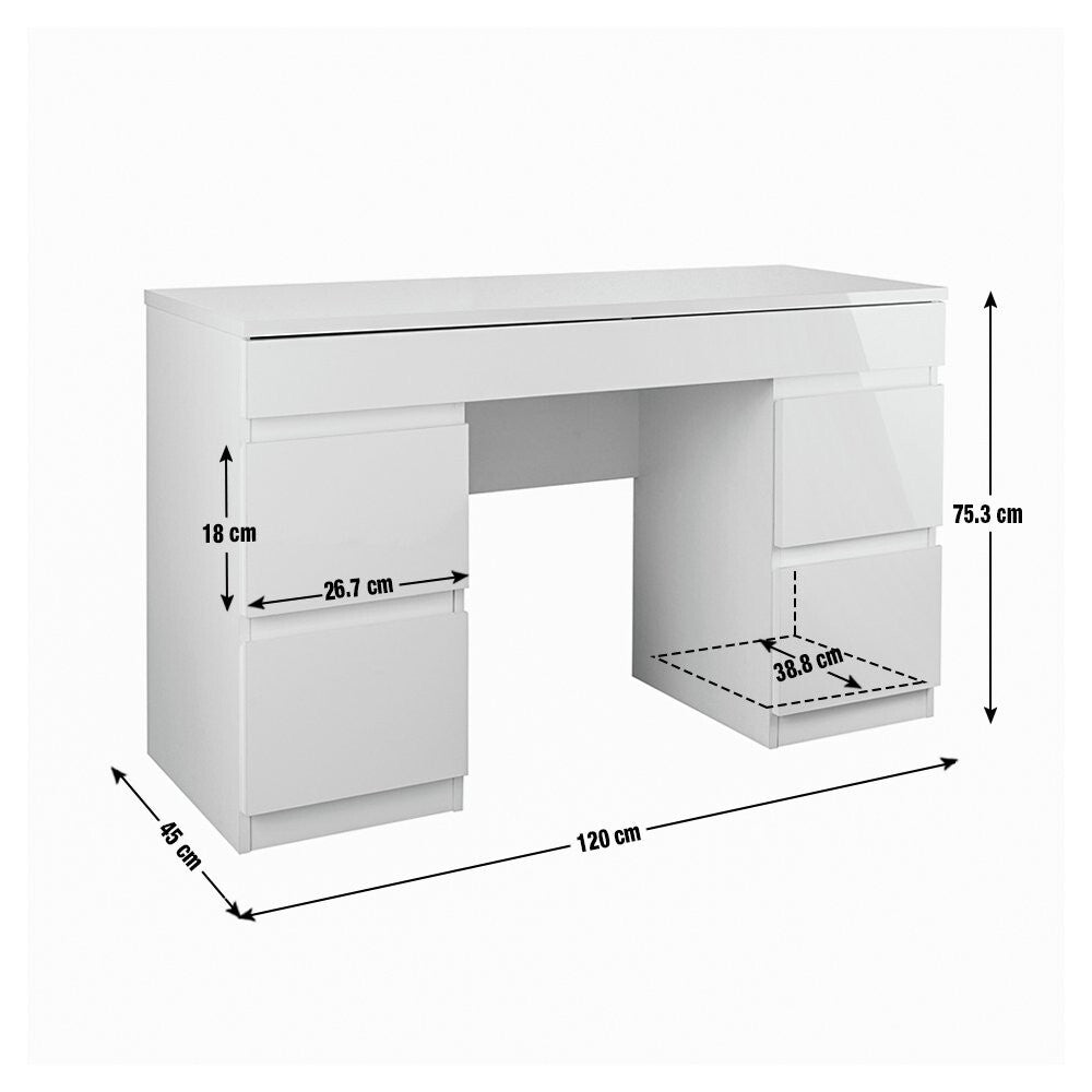 Habitat Jenson 6 Drawer Dressing Table Desk - White Gloss ( B Grade )