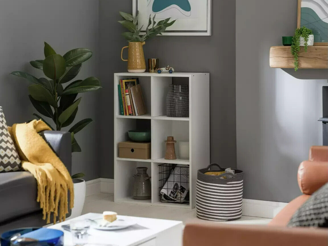 Home Squares 6 Cube Storage Unit White | Modular Organizer Shelf Living Bedroom