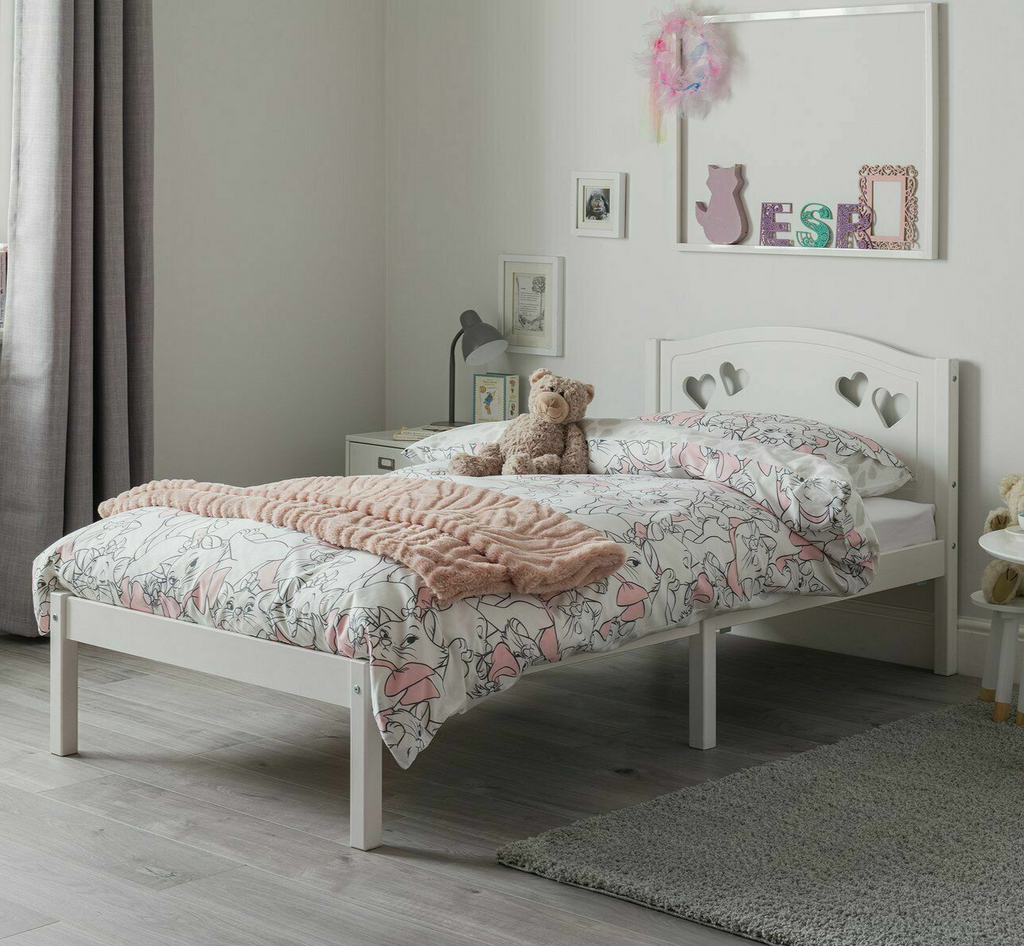 Mia Single Bed Frame - White With Memory Foam Mattress