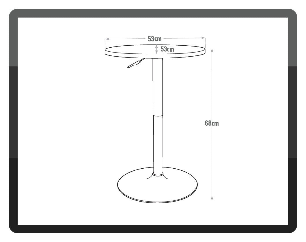 Gas Lift Round Bar Dining Table 2 Seater - Black For Kitchen or Living Room